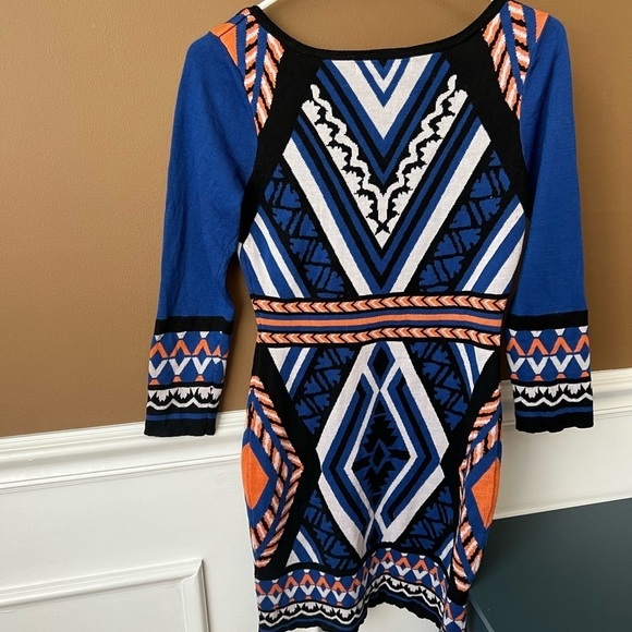 FLYING MONKEY ANTHROPOLOGIE Aztec Sweater Dress Bodycon Southwestern Festival M - Picture 4 of 5